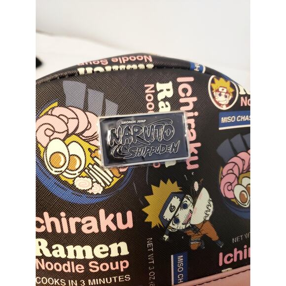 Naruto Shippuden Ichiraku Ramen Mini Backpack Black Pink Faux Leather Bioworld - Picture 8 of 13